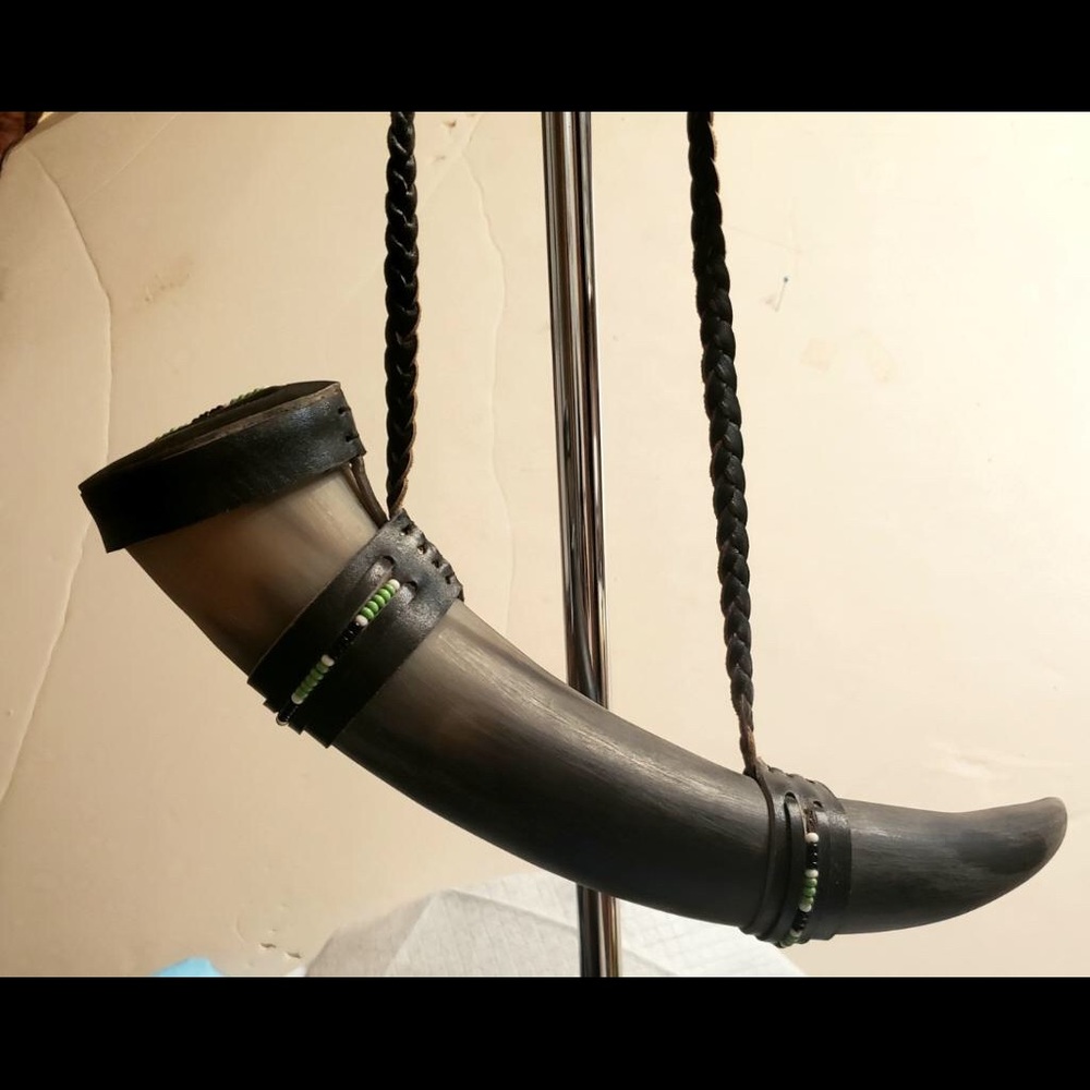 Kenyan Libation cup with shoulder strap has a 14